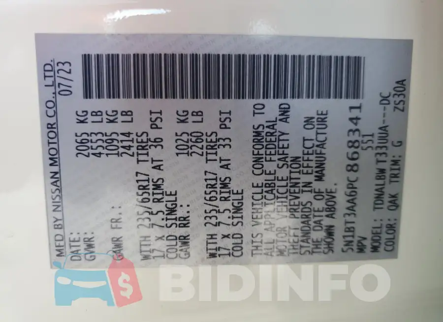 5N1BT3AA6PC868341 Photo# 13