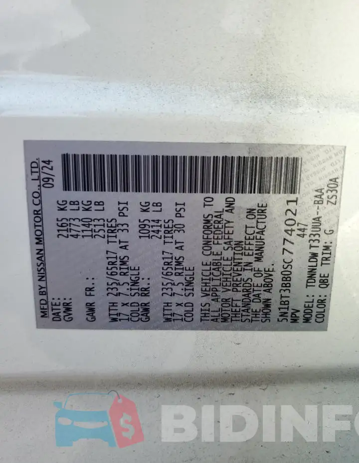 5N1BT3BB0SC774021 Photo# 14
