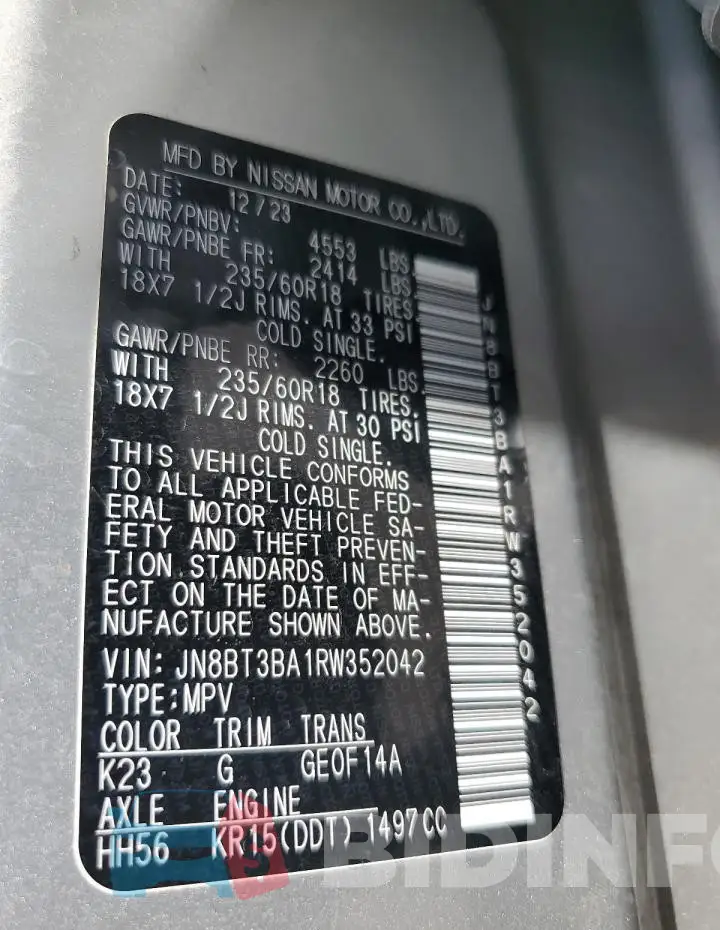 JN8BT3BA1RW352042 Photo# 13