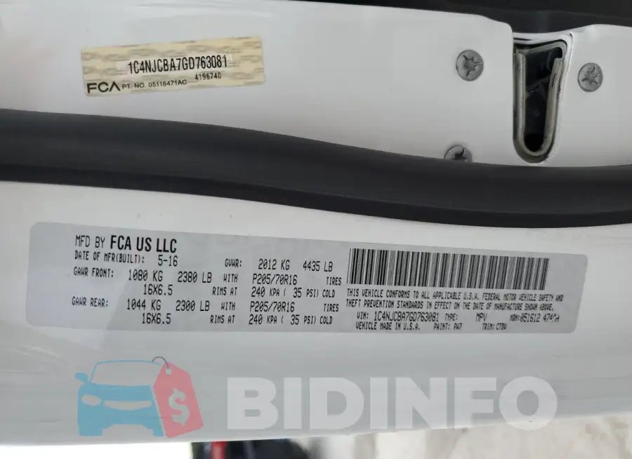 1C4NJCBA7GD763081 Photo# 12