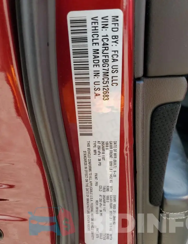 1C4RJFBG7MC512683 Photo# 13