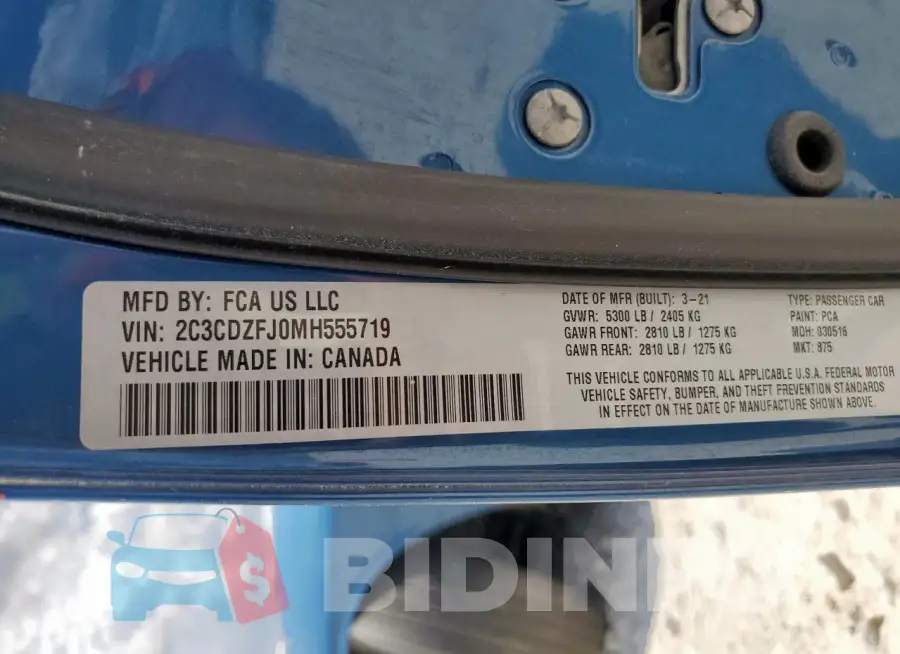 2C3CDZFJ0MH555719 Photo# 12