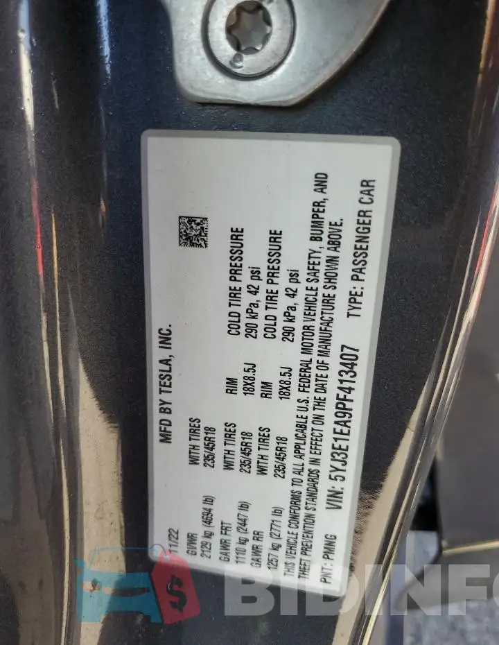 5YJ3E1EA9PF413407 Photo# 13