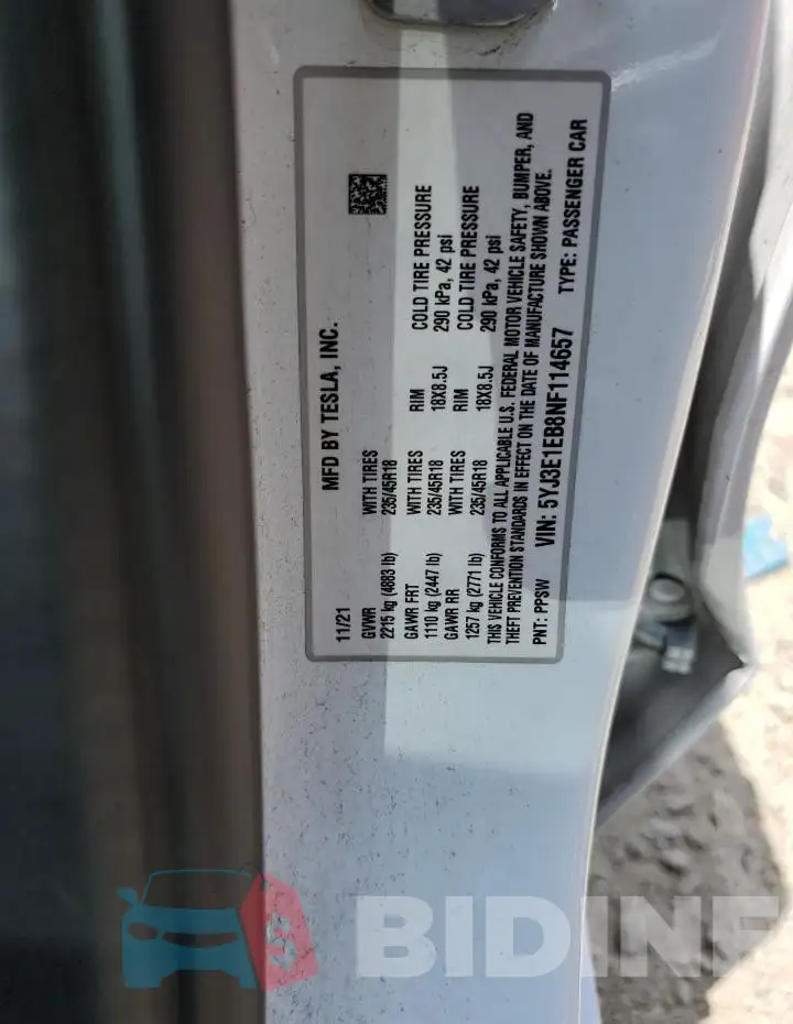 5YJ3E1EB8NF114657 Photo# 12