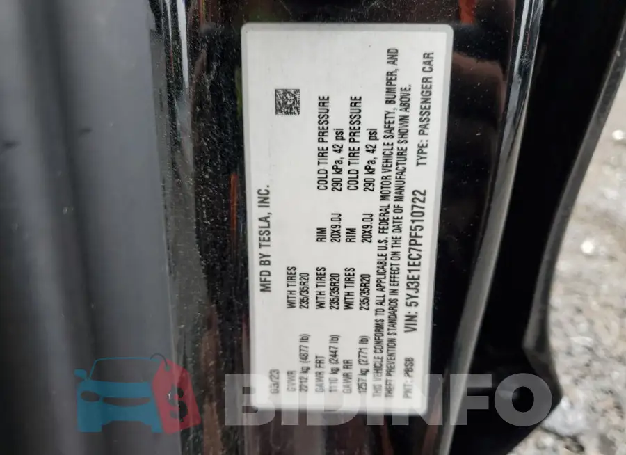 5YJ3E1EC7PF510722 Photo# 12