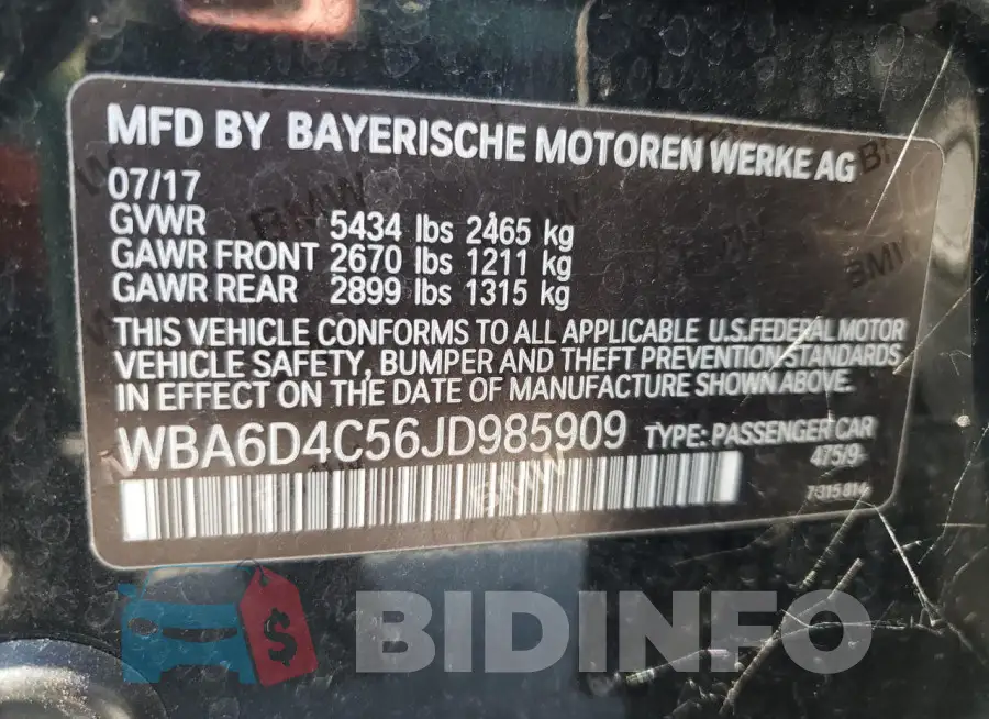 WBA6D4C56JD985909 Photo# 12