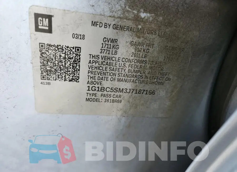 1G1BC5SM3J7187166 Photo# 12