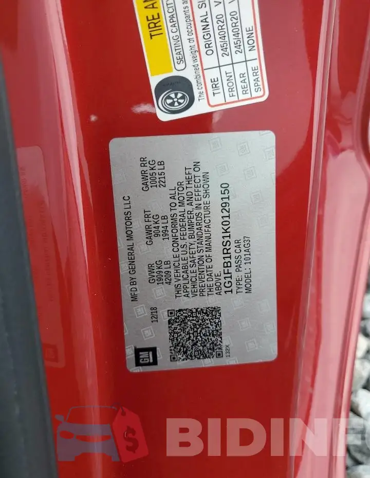 1G1FB1RS1K0129150 Photo# 12
