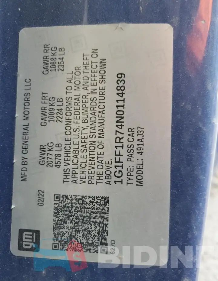 1G1FF1R74N0114839 Photo# 13