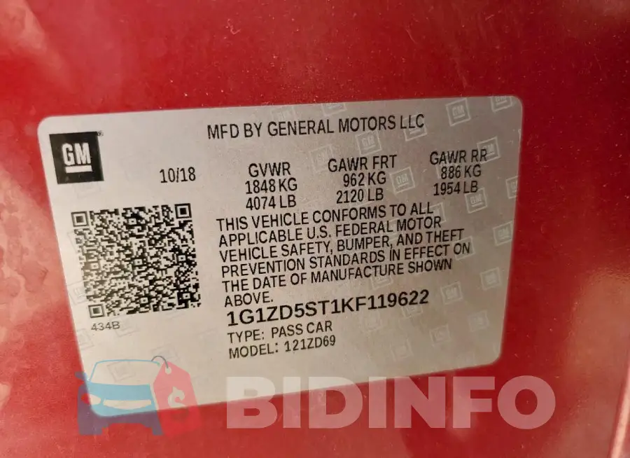 1G1ZD5ST1KF119622 Photo# 13