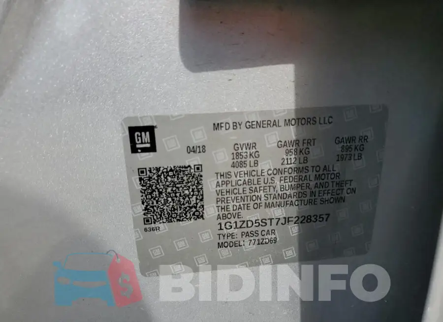 1G1ZD5ST7JF228357 Photo# 12