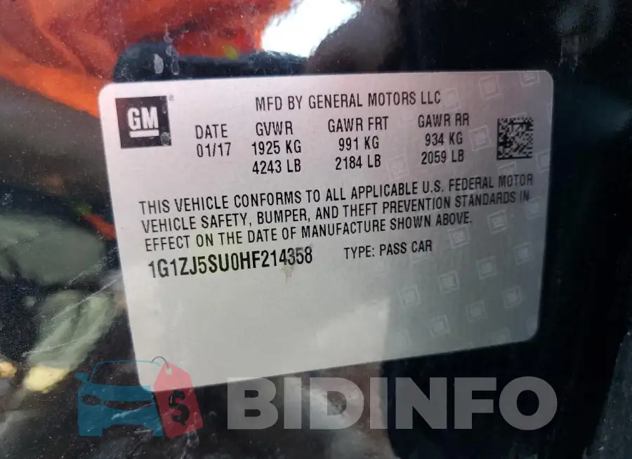 1G1ZJ5SU0HF214358 Photo# 12