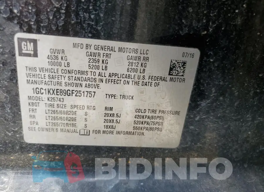 1GC1KXE89GF251757 Photo# 12