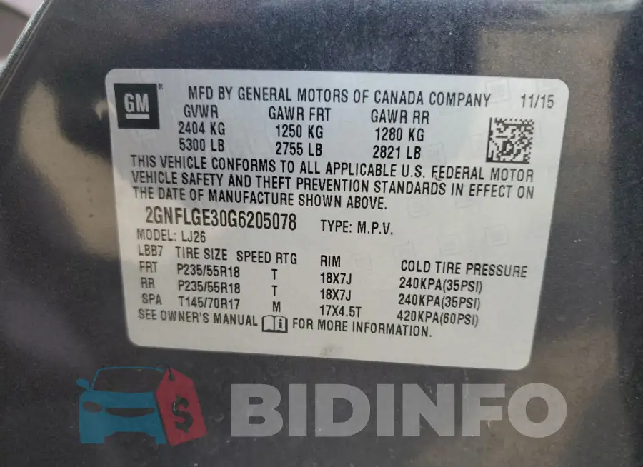 2GNFLGE30G6205078 Photo# 13