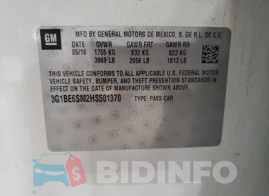 3G1BE6SM2HS501370 Photo# 12