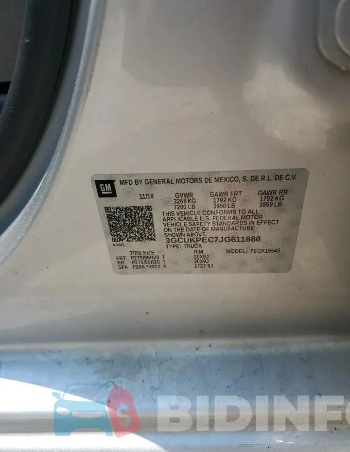 3GCUKPEC7JG611888 Photo# 12