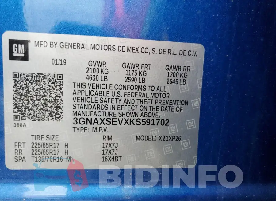 3GNAXSEVXKS591702 Photo# 12