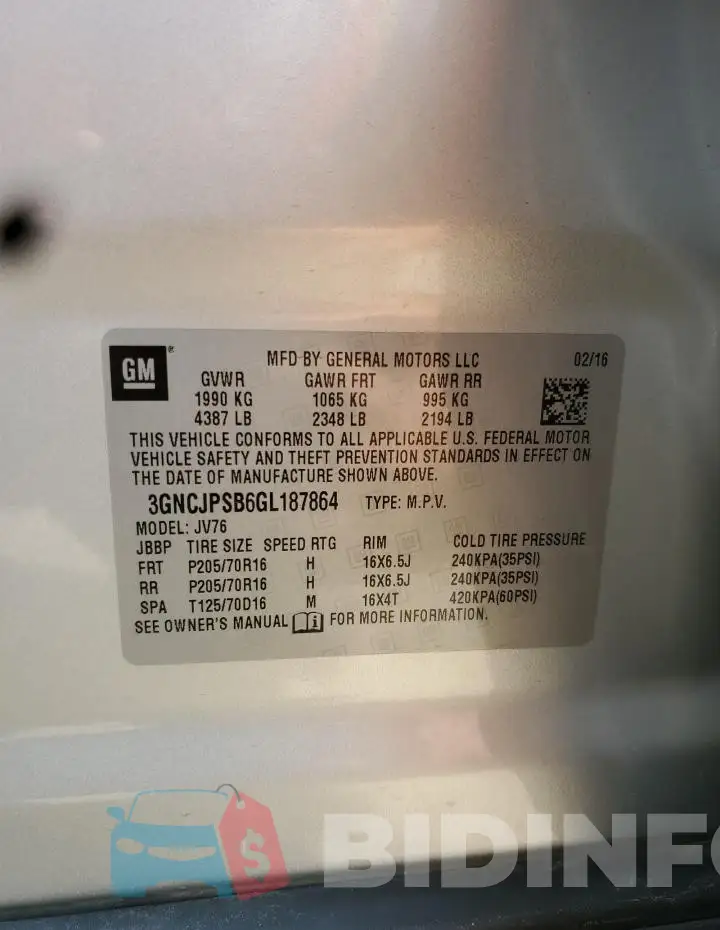 3GNCJPSB6GL187864 Photo# 12