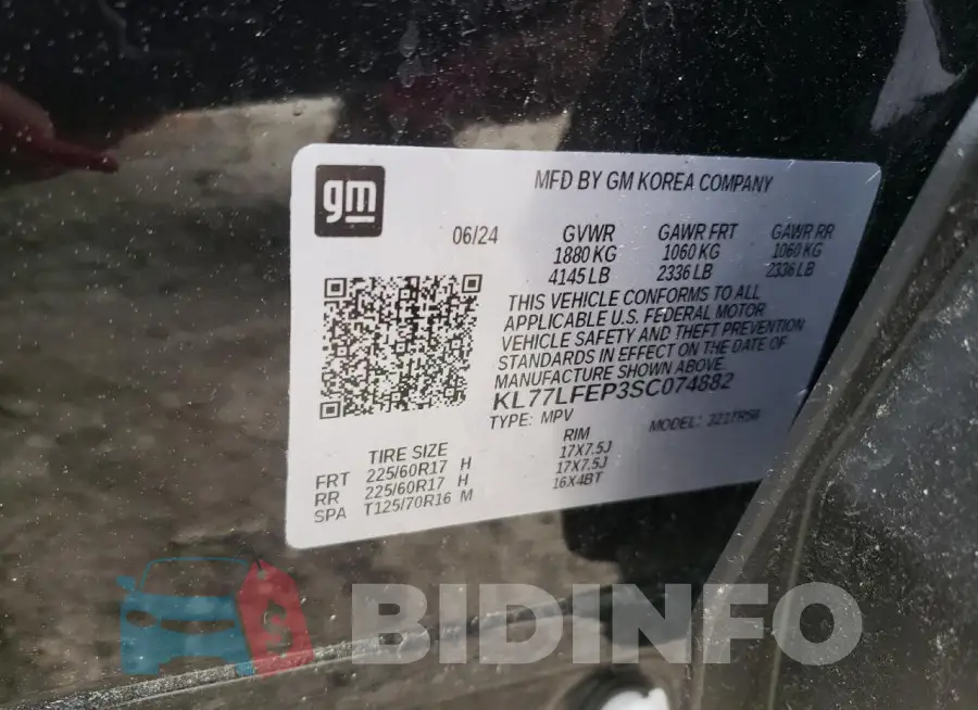 KL77LFEP3SC074882 Photo# 14