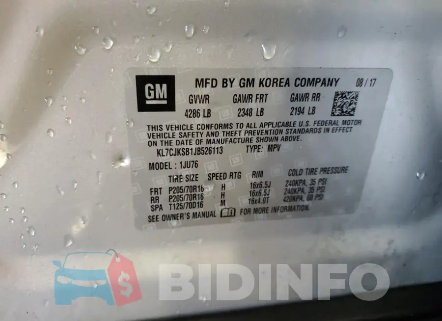 KL7CJKSB1JB526113 Photo# 14
