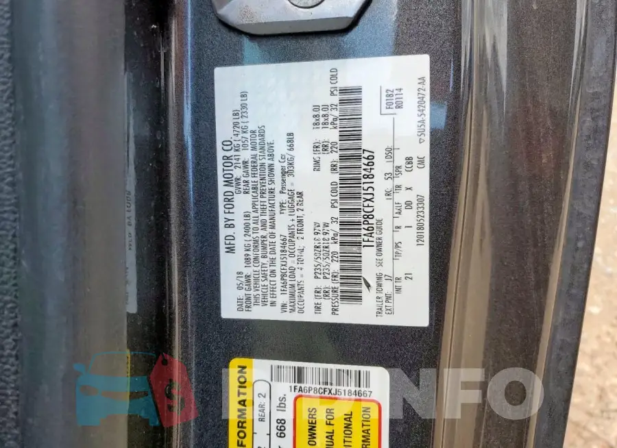 1FA6P8CFXJ5184667 Photo# 12