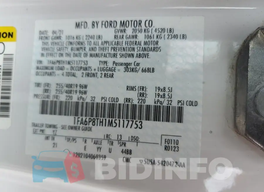 1FA6P8TH1M5117753 Photo# 12