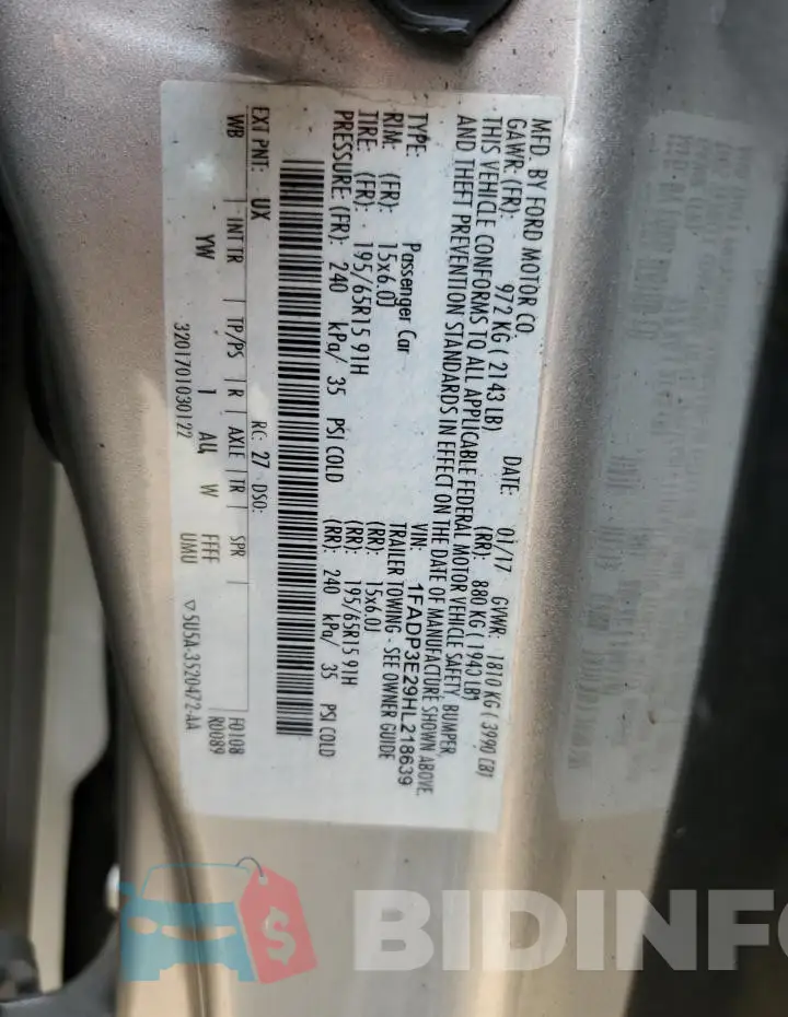 1FADP3E29HL218639 Photo# 12