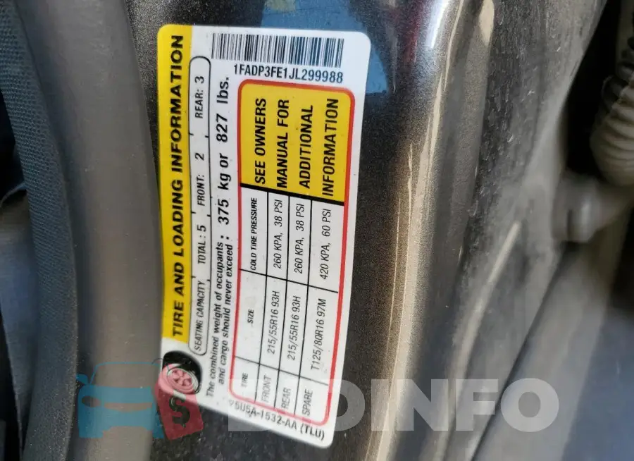 1FADP3FE1JL299988 Photo# 13