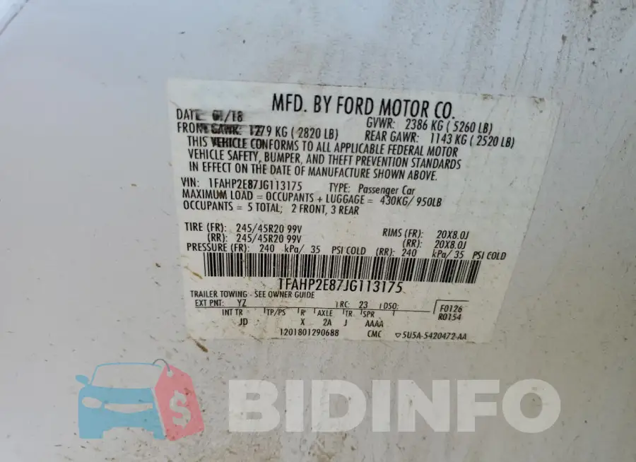 1FAHP2E87JG113175 Photo# 12