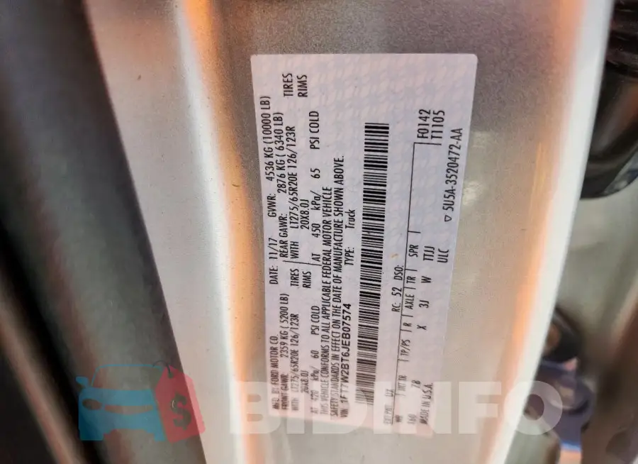 1FT7W2BT6JEB07574 Photo# 12