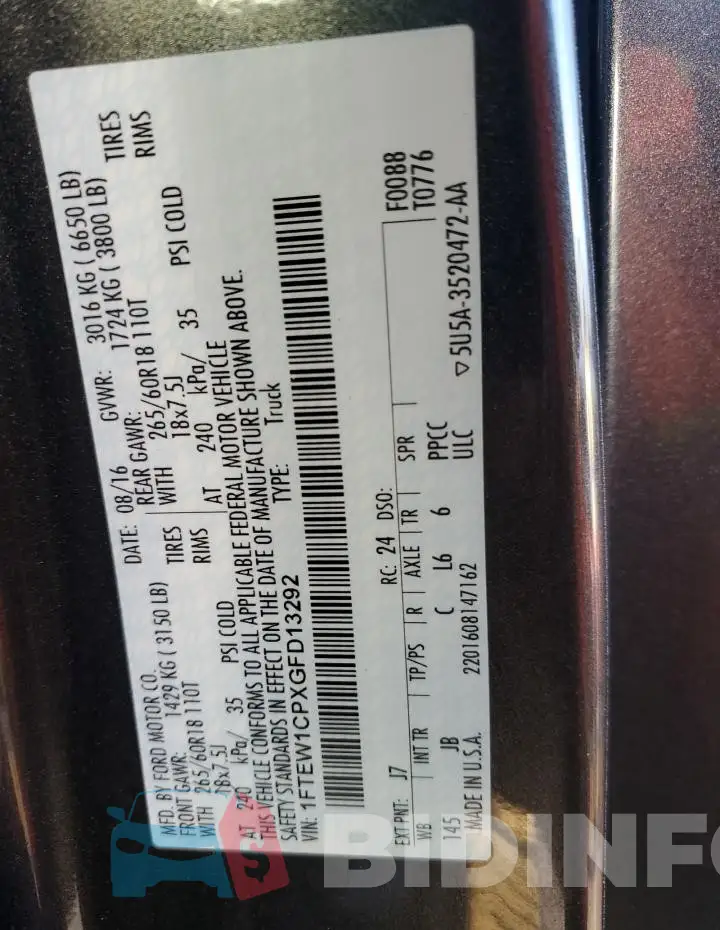 1FTEW1CPXGFD13292 Photo# 13