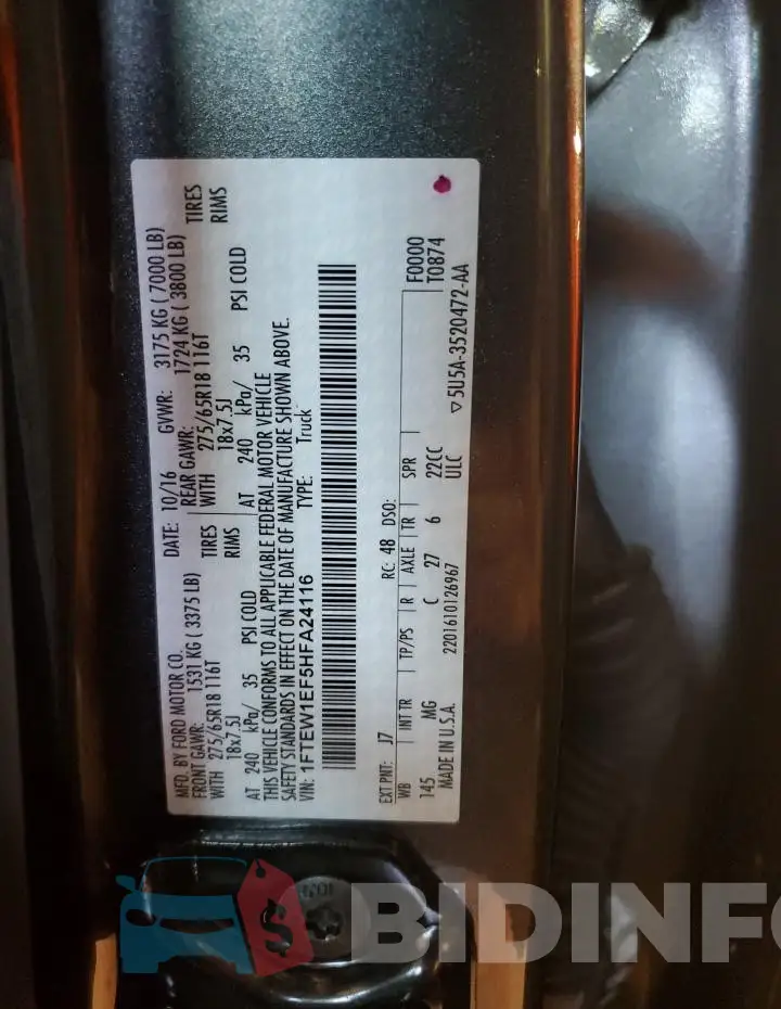 1FTEW1EF5HFA24116 Photo# 12