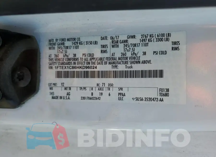 1FTEX1C86HKD96024 Photo# 12