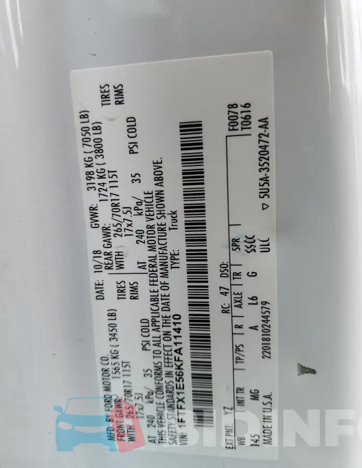 1FTFX1E56KFA11410 Photo# 13
