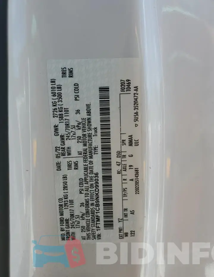 1FTMF1CB9NKD99036 Photo# 12