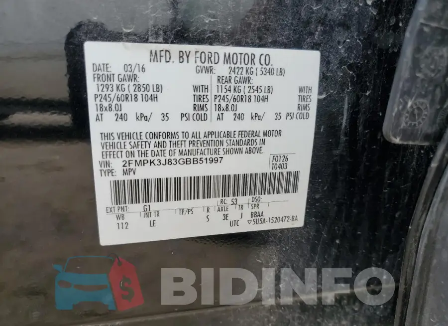 2FMPK3J83GBB51997 Photo# 12