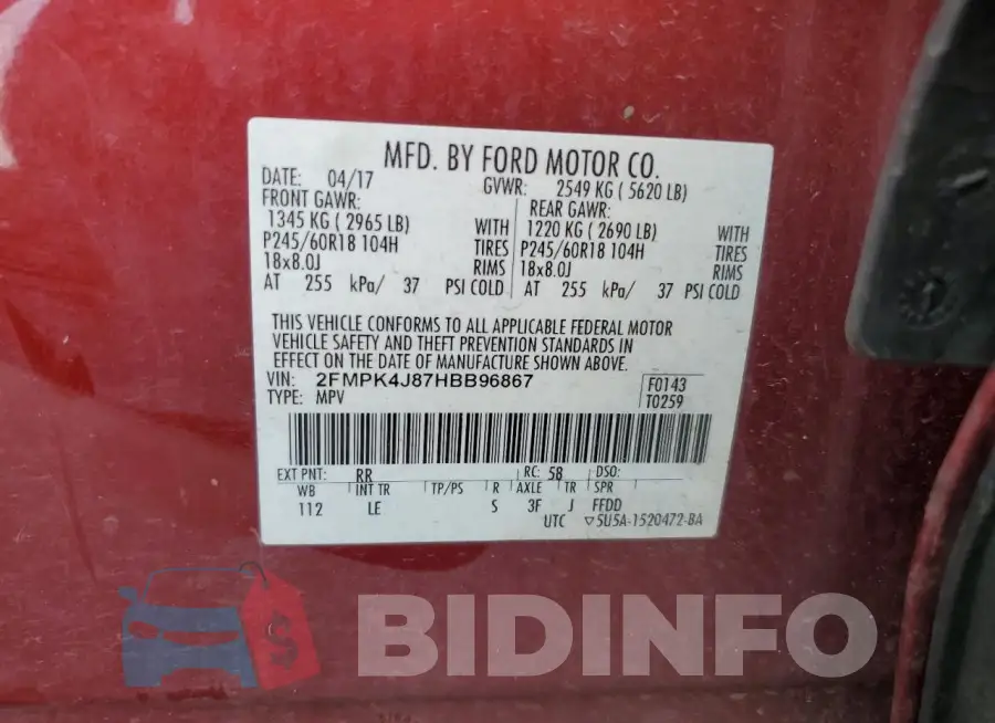 2FMPK4J87HBB96867 Photo# 13