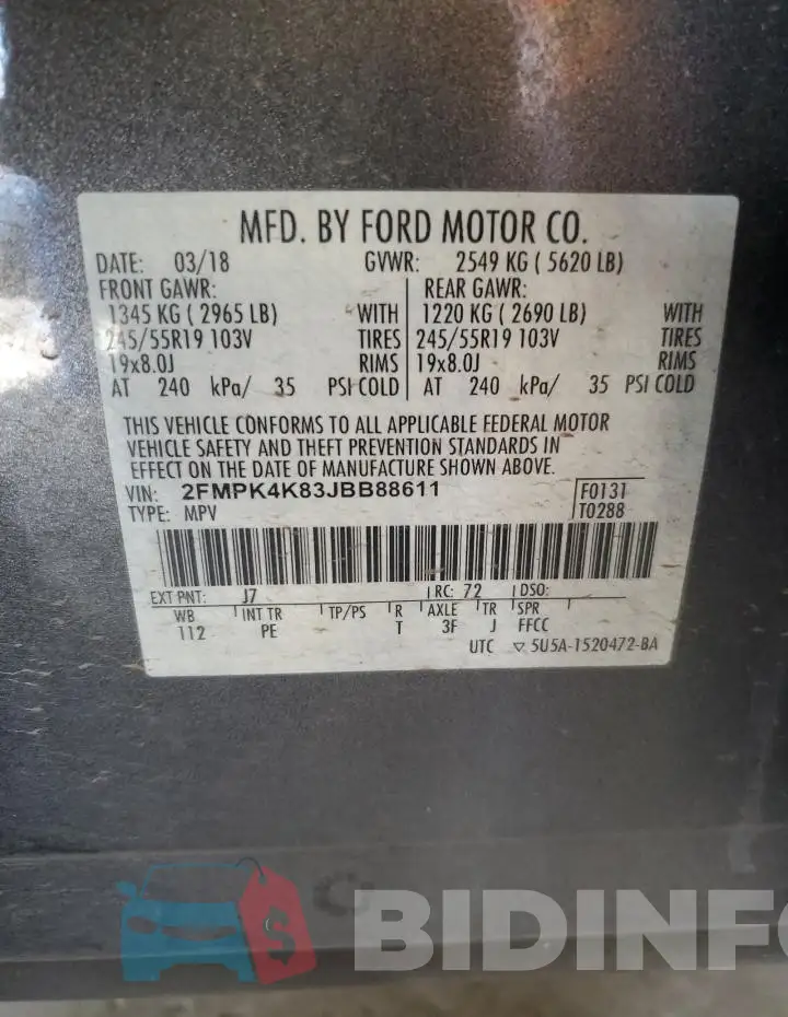 2FMPK4K83JBB88611 Photo# 13