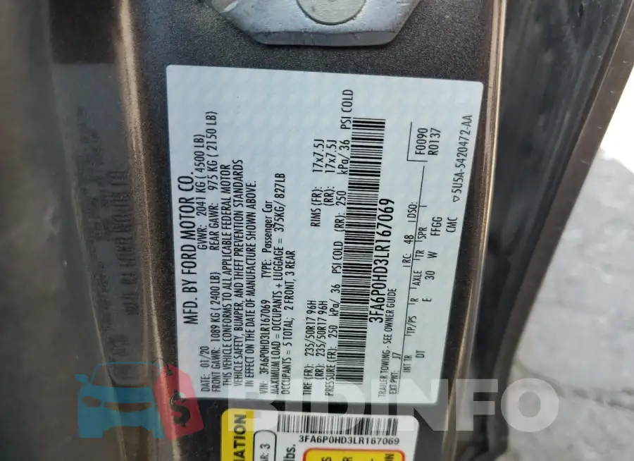 3FA6P0HD3LR167069 Photo# 12
