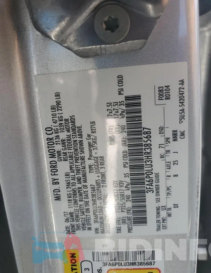 3FA6P0LU3HR385687 Photo# 12