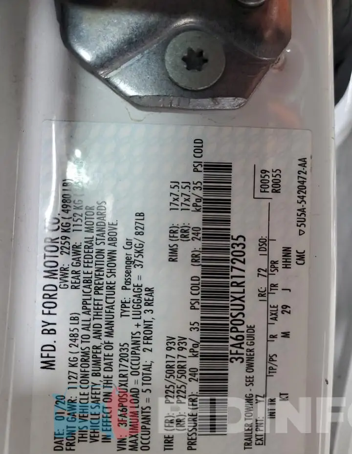 3FA6P0SUXLR172035 Photo# 13
