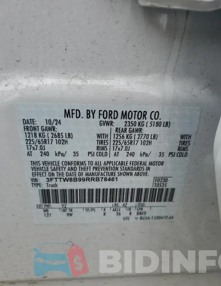 3FTTW8B99RRB78461 Photo# 12
