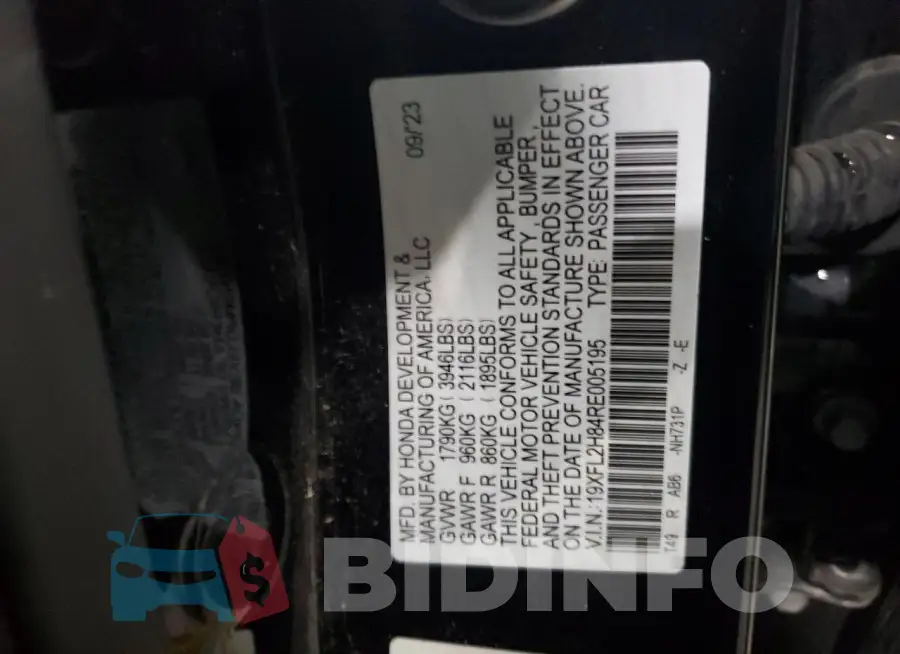 19XFL2H84RE005195 Photo# 12