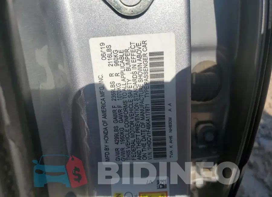 1HGCV1F46KA117871 Photo# 12