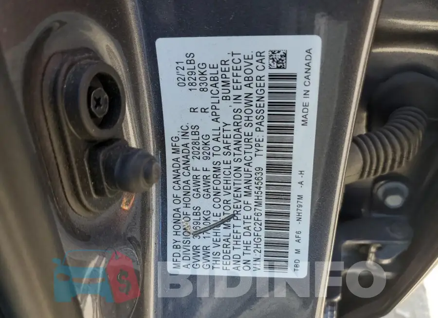 2HGFC2F67MH545639 Photo# 12