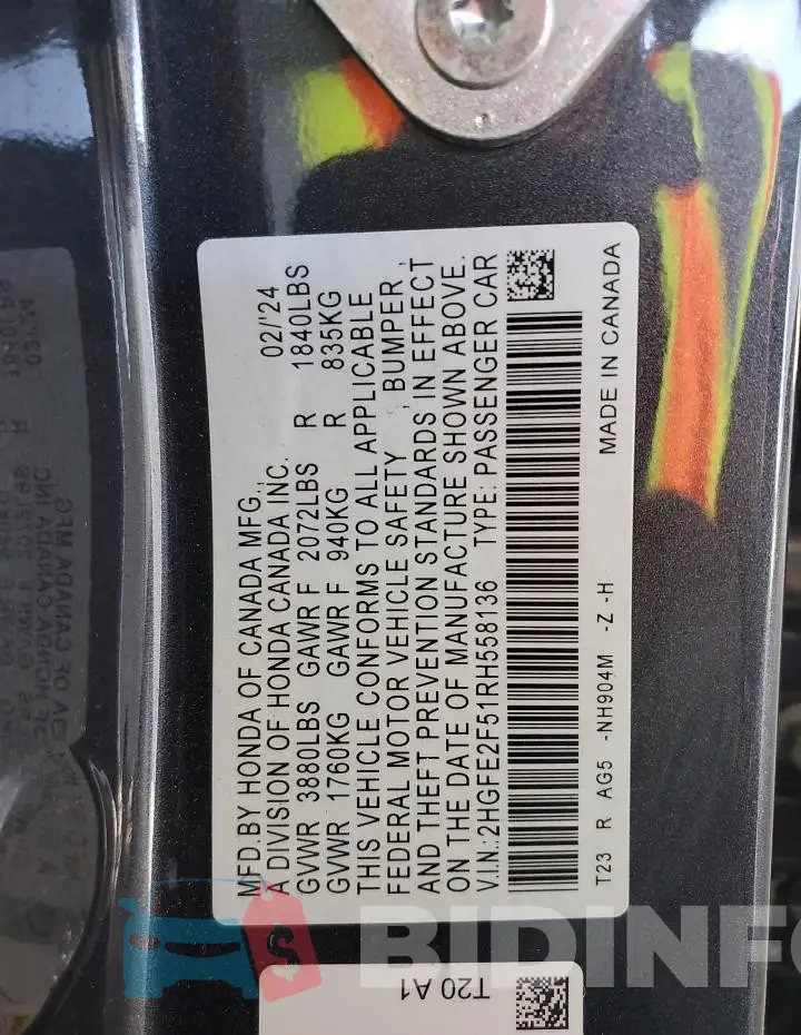 2HGFE2F51RH558136 Photo# 12