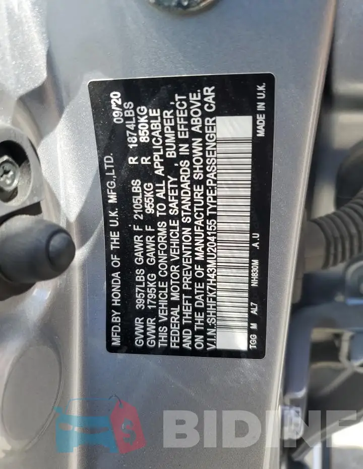 SHHFK7H43MU204155 Photo# 13