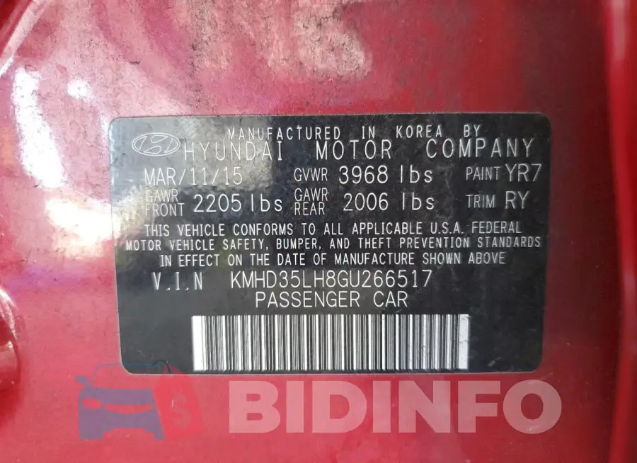 KMHD35LH8GU266517 Photo# 12