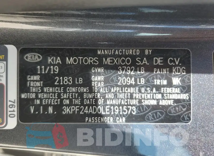 3KPF24AD0LE191573 Photo# 13
