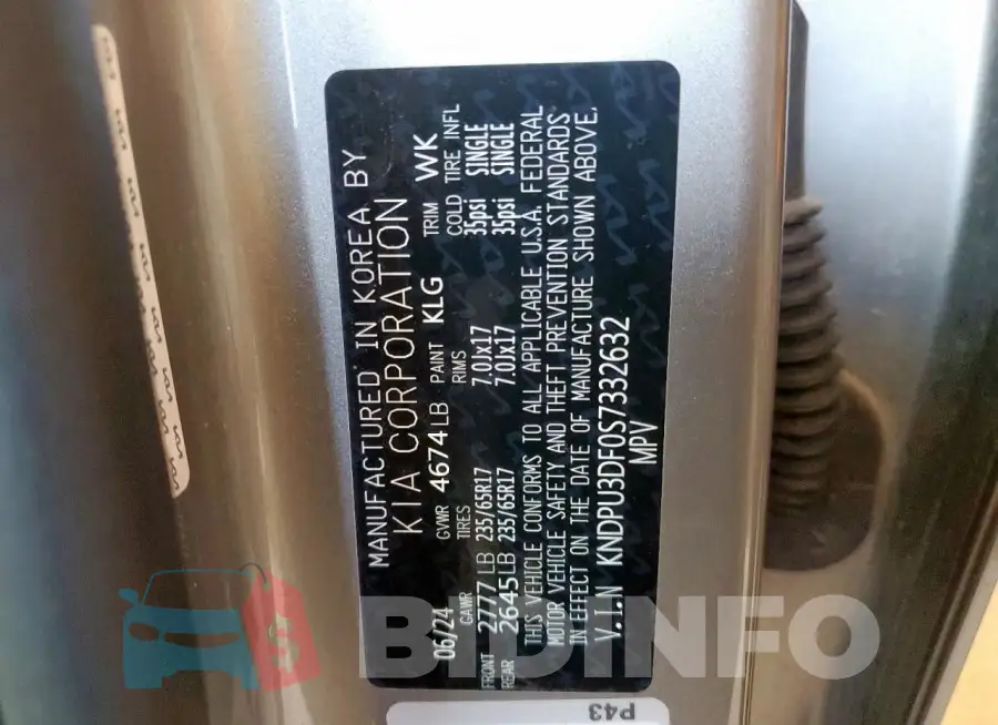 KNDPU3DF0S7332632 Photo# 13